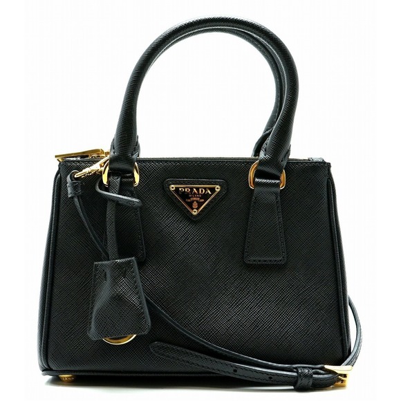 Prada Saffiano Lux Embossed Leather 2way Crossbody Shoulder Bag Black - Picture 1 of 9